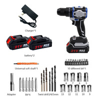 Perceuse sans fil LARIX 21V avec plusieurs outils électriques sans fil, perceuse à percussion électrique, ensemble de perceuses, chargeur de batterie au lithium