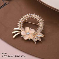 Broche de mode pour femme, ornée de strass effet diamant et de pierres œil de chat en forme de fleur, pour corsage et revers, accessoires vestimentaires
