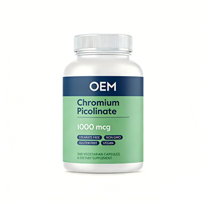 Cápsulas de Picolinato de Cromo OEM ODM 1000mcg 240 Cápsulas Sin Estearato Veganas Sin Gluten Sin OMG - Product Image 1