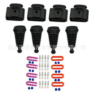 Conector Volkswagen Audi de 4 Pines, Plástico Negro con Cubierta, Estándar Mo-161, Conectores Automotrices - Product Image 1