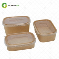 Contenants alimentaires jetables personnalisés en pulpe de bambou et papier kraft biodégradable avec couvercle à double paroi pour boîte à sushi