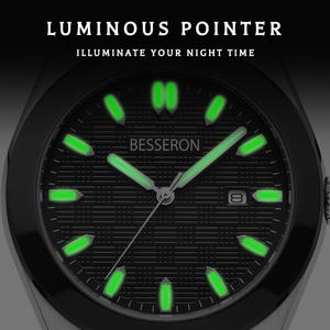 Reloj de Cuarzo de Acero Inoxidable para Hombre, Diseño Personalizado BESSERON, Esfera de 42 mm, Correa de Cuero, Movimiento Japonés, Estilo Ejecutivo, Fabricación OEM - Product Image 3