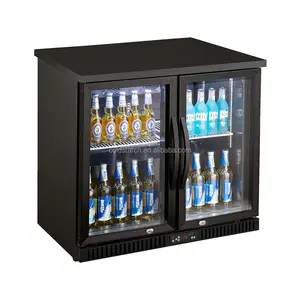 Mini refrigerador de cerveja com 2 portas de vidro refrigerador refrigerador sob o balcão refrigerador para bebidas