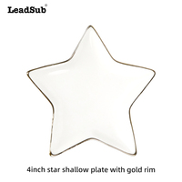 Plateau à bibelots en céramique en forme d'étoile à bord doré pour sublimation, personnalisable avec photo et logo, idéal pour cadeaux de mariage, coupelles à bagues, vente en gros