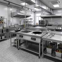 Cuisinière à induction professionnelle haute puissance 3500W en acier inoxydable avec foyer concave, facile à nettoyer, équipement de cuisine commercial
