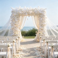Arco de Flores Cuadrado Artificial de Hortensias Blancas al por Mayor de Fábrica, Arco para Escenario de Boda, Decoración de Fondo para Eventos Nupciales y Fotografía