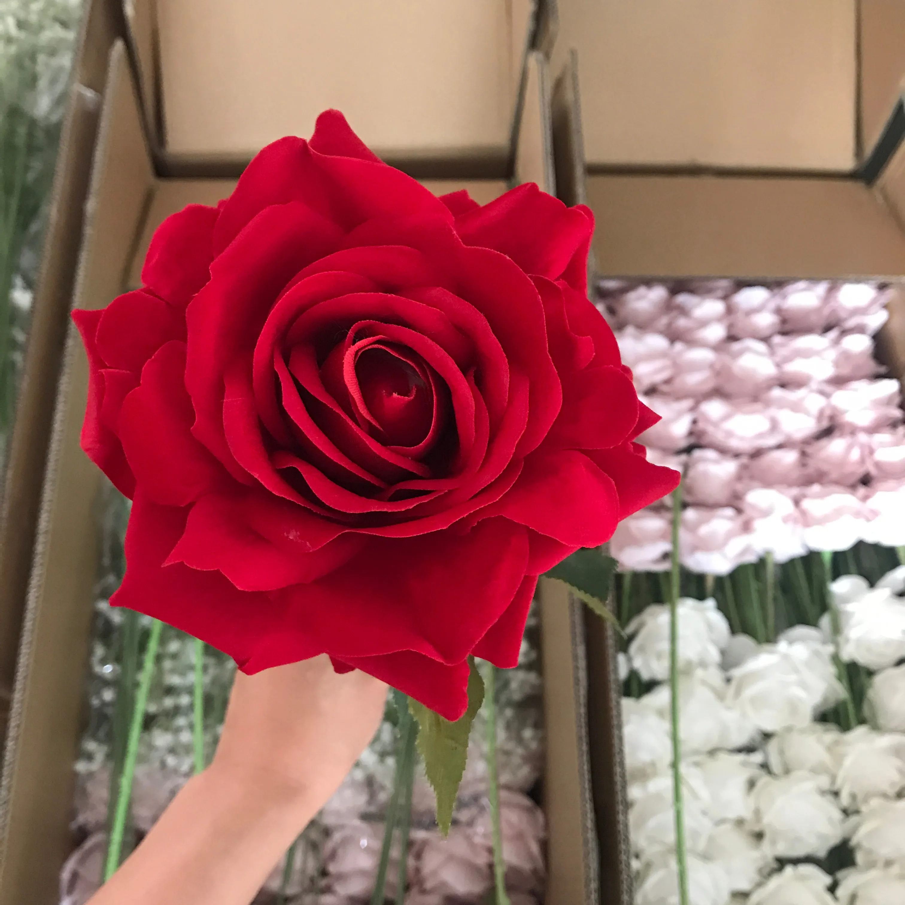 Grandes E Longas Flores Azuis Artificial Real Procurando Falso Rosas De Veludo Grande Nupcial Bouquet Casamento Casa Cozinha Decoração Presente