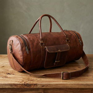 Bolso de Viaje de Cuero Genuino con Logotipo Personalizado, Estilo Vintage, Ligero, Gran Capacidad, con Cierre, Unisex, Asa Suave, B S - Product Image 2