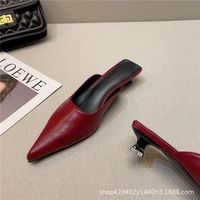 JR Residence C-18 – Demi-chaussons d'été noirs pour femme à bout pointu, talon aiguille, semelle extérieure en caoutchouc, doublure en microfibre, effet amincissant