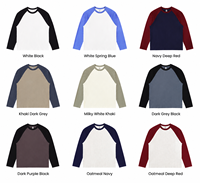 T-shirt unisexe à manches raglan en coton 100% 235GSM, poids lourd, streetwear, logo personnalisé, t-shirt vierge