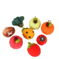 Jouet pour chat en feutre de laine écologique, forme de dessin animé : Citrouille, Mangoustan, Fraise, Pomme, Petite Abeille, Forme de légume mignonne, Jouet interactif