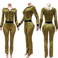 Ensemble décontracté sportswear femme automne 2026 : Manteau à capuche zippé personnalisé avec logo et pantalon évasé deux pièces