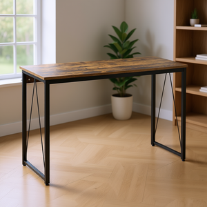 Bureau d'ordinateur en chêne vieilli avec base en métal, 47,5 pouces, bureau d'écriture pour la maison ou le bureau - Product Image 2