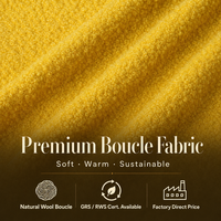 Nouvel Arrivage Prix Usine Automne Hiver Tissu Élégant Jaune Vif en Laine Mohair Alpaga Bouclé Tweed pour Manteau, Vêtements d'extérieur et Costume