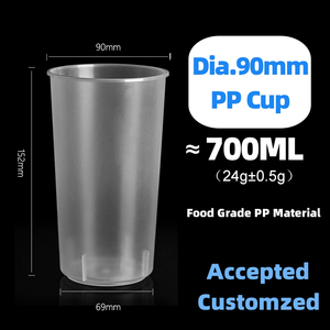แก้วพลาสติกแข็ง PP ขนาด 500 มล./700 มล. สำหรับกาแฟ นม ชานมไข่มุก พร้อมฝาปิด พิมพ์โลโก้ตามสั่ง Cundao - Product Image 6