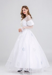 Vestido de Noche Noble y Elegante con Mangas Abullonadas, Diseño de Bordado de Estrellas, Vestido de Princesa para Fiesta, Disfraz de <span class=keywords><strong>Reina</strong></span> <span class=keywords><strong>Blanca</strong></span> para Halloween - Product Image 2