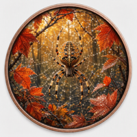 Pièces de monnaie en cuivre 5 oz .999 Cuivre Pur, motif toile d'araignée et feuille d'érable rouge automne, impression UV colorée, cadeau