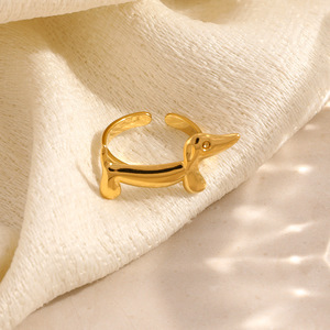 Animal Design Stainless Steel <b>Ring</b> With Pearl And Zircon Inlay Adjustable <b>Opening</b> 18K Gold Plated Unisex Fashion Jewelry - Product Image 3