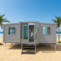 Casa Contenedor Prefabricada de 40 pies, Expandible de 20-40 pies, 3 Dormitorios, Planos de Casa Plegable de Acero y Madera, Hotel al Aire Libre, Oficina, Hospital