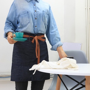 CHANGRONG <span class=keywords><strong>Tablier</strong></span> en demi-denim de bistro <span class=keywords><strong>professionnel</strong></span> personnalisé avec 2 grandes poches - Product Image 6