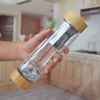 Bouteille d'eau en verre ml, avec pierres précieuses, gemmes amovibles et manchon de protection