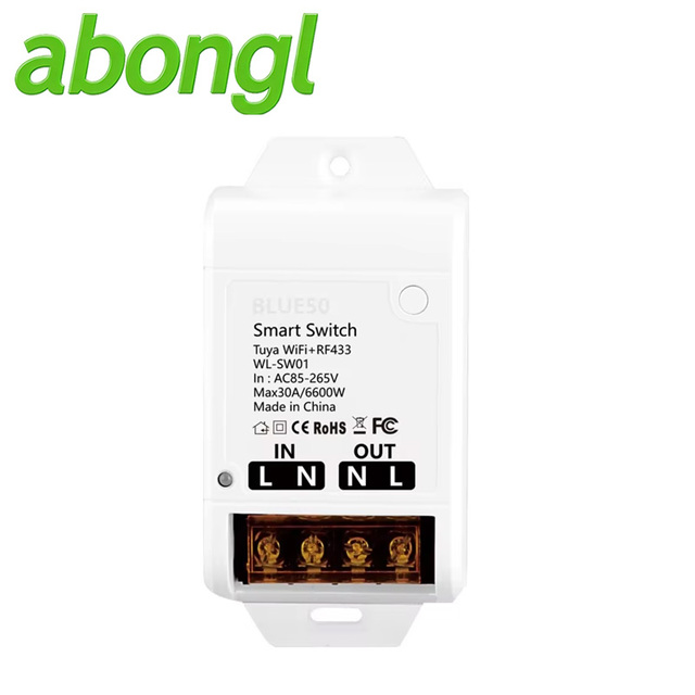 Tuya WiFi Smart Switch Relay 433 High Power 30A Metering Remote & Voice-Controlled Lighting Switch IP20 265V Indoor Use Abongl