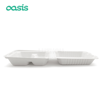 Oasis Emballage alimentaire jetable biodégradable rectangulaire personnalisable Boîte de pâte à papier de bagasse de canne à sucre étanche pour sushi sucre