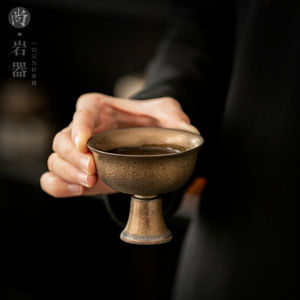 Tasse à thé en céramique émaillée dorée Shang Yanqi, en poterie rustique, pour le thé de l'après-midi, style rétro de luxe - Product Image 3