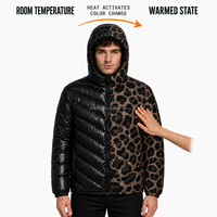 Veste matelassée à capuche thermochromique à motif léopard, changement de couleur, options de couleurs personnalisées