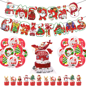 ชุดตกแต่งงานฉลองปาร์ตี้ธีมคริสต์มาสสำหรับเด็กน่ารัก ประกอบด้วยป้ายแบนเนอร์ ลูกโป่งกระดาษ ตุ๊กตาหิมะตัวเล็ก และอุปกรณ์จัดวางเค้ก - Product Image 2