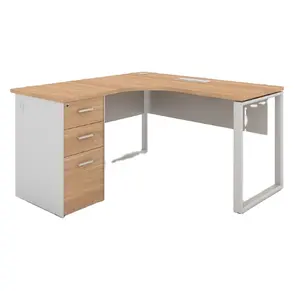 L 모양 책상 테이블 서랍을 가진 단 하나 좌석 모형 사무실 책상 가구