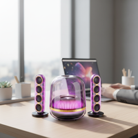 Speaker Mini Nirkabel Crystal 5 Huaqiangbei dengan Bass Berat 5.4 Stereo, Desain Lepas Pasang RGB untuk Komputer dan Ruang Tamu