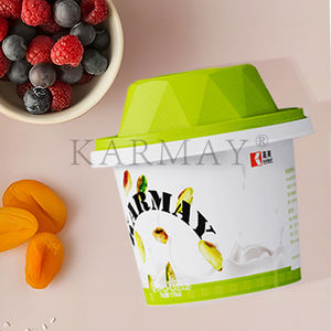 Tasse de yaourt à la crème sure verte ronde de 250ml de qualité alimentaire en PP avec céréales et couvercle transparent - Product Image 6