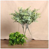 Daun Buatan Sentuhan Asli Eucalyptus Hias Plastik Ramah Lingkungan Dekorasi Rumah Putih Mini Kecil Pot Buatan