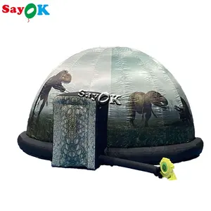 Tienda de cúpula de planetario inflable con impresión de dinosaurio de alta calidad, tienda de proyección de planetario de astronomía con estampado de dinosaurio