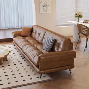 Divano a buon mercato di alta qualità olio di lusso divano in pelle semplice moderno soggiorno divano tre posti divano divano divano in schiuma divano - Product Image 4