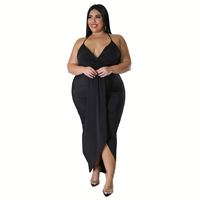 Robe d'été sexy pour femme IStapromo Gifts L-4XL, couleur unie, respirante, taille plus, col en V