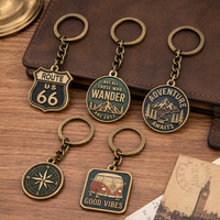 Llavero de Metal al por Mayor, Estilo Vintage, Bronce Antiguo, Brújula, para Motocicleta, Camper, Van, con Logotipo Personalizado, Colgante para Bolsa
