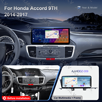 Lecteur multimédia automobile Aijia pour Honda Accord 9e génération (2014-2017) LHD, écran 12,3 pouces, kit complet avec faisceau de câblage et cadre de tableau de bord
