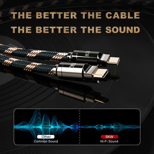Новейший USB-C кабель SKW с 24-каратным золотым покрытием, нейлоновой оплеткой, для аудиофилов, цифровой аудиокабель с микрофоном, сверхвысокой чистоты, BG012D - Product Image 3