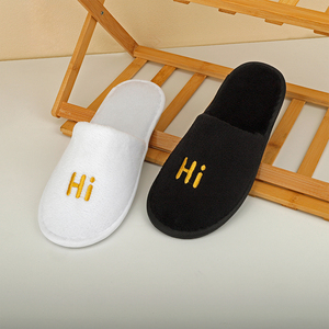 Đồ ngủ dép đi trong nhà chất liệu vải san hô cao cấp, bán buôn số lượng lớn, màu trắng & đen, unisex, dành cho khách sạn sang trọng, có in logo - Product Image 5