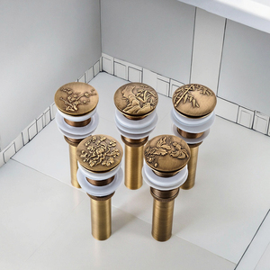 Antik bronz elektroliz Pop-Up drenaj desen banyo için banyo lavabosu lavabo atık tahliye tapası taşma dayanıklı pirinç yapılmış - Product Image 1