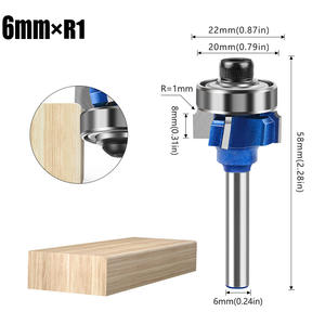 Fresa de mano <span class=keywords><strong>para</strong></span> carpintería de 6 mm con vástago de 1/4, de cuatro cuchillas <span class=keywords><strong>para</strong></span> recortar bordes, redondear esquinas y cortar arcos, ODM - Product Image 5