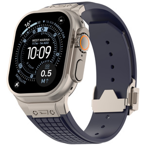 RYB Nuovo Cinturino di Lusso in FKM per <span class=keywords><strong>Apple</strong></span> <span class=keywords><strong>Watch</strong></span> <span class=keywords><strong>Serie</strong></span> 10 7 8 9, Morbido Cinturino Sportivo in Silicone per Smartwatch, Misure 46mm 42mm 49mm - Product Image 6