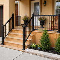 Clôture d'escalier en alliage d'aluminium sur mesure de 6 pieds, finition naturelle thermolaquée, design moderne durable avec installation rapide