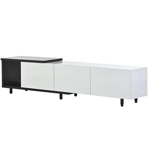 DB U-Can 70.1''-100'' Extendable <b>TV</b> <b>Stand</b> Modern Stylish 80+inch <b>TV</b> Cabinet Black <b>White</b> Wood Panel Style (Old SKU WF299723AAK) - Product Image 4