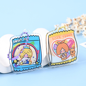 Spot Wholesale Acrylic <b>Keychains</b> Creative Cartoon DIY Key Charms <b>Anime</b> Lightweight Rectangular Key Fobs - Product Image 4
