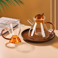 Ensemble de théière en verre transparent personnalisé en gros avec infuseur pour thé en vrac, carafe en verre borosilicate