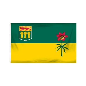 Canada Saskatchewan 150X90CM 3x5FT 100D Polyester Brass Grommets Custom Printed Flag Banner