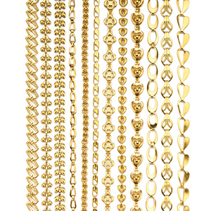 โซ่พับลายโมทีฟ |   โซ่สแตนเลสสตีลชุบทอง 18K PVD รูปหัวใจใบโคลเวอร์ สำหรับทำสร้อยคอและสร้อยข้อมือ DIY - Product Image 1